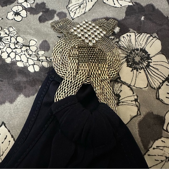 Le Chateau One Chain/Jewelled Shoulder Navy Blue Cocktail Dress - Size Small - Picture 5 of 9